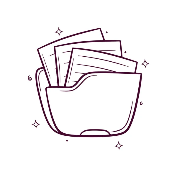 Documento Pasta Com Papel Ilustração Vetorial Desenhada Mão — Vetor de Stock