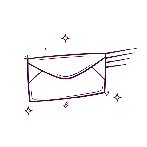 Poštovní Dopis Ručně Kreslená Ikona Ručně Kreslená Vektorová Ilustrace — Stockový vektor