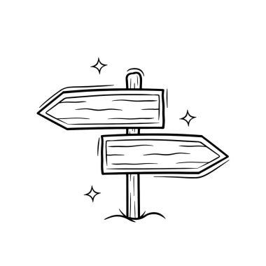 El çizimi yön işareti. Doodle Vektör Çizim Çizimi