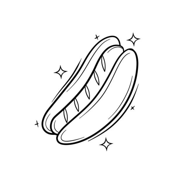 Hotdog Disegnato Mano Illustrazione Schizzo Vettoriale Doodle — Vettoriale Stock