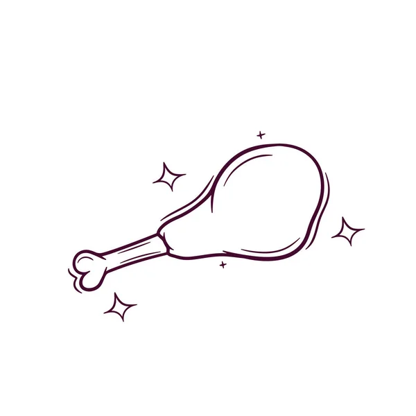 Hand Drawn Chicken Leg Doodle Vector Sketch Illustration — Stock Vector