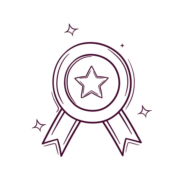 Médaille Champion Dessinée Main Illustration Croquis Vectoriels Doodle — Image vectorielle