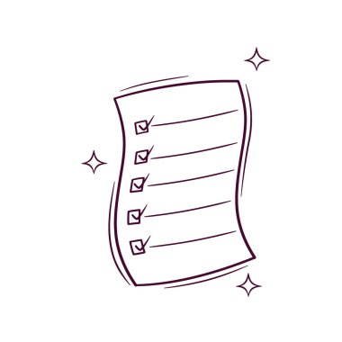 El Yazması Kontrol Edilmiş Belge. Doodle Vektör Çizim Çizimi