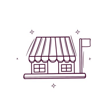 El Çizimi Pazarı. Doodle Vektör Çizim Çizimi