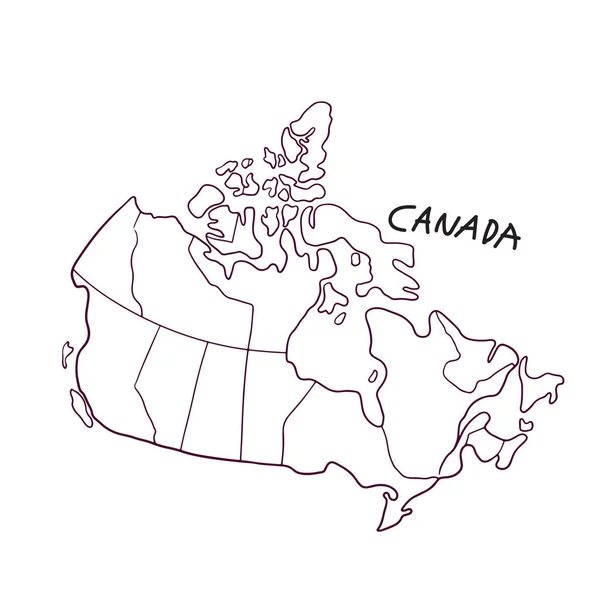 Doodle Dibujado Mano Mapa Canadá — Vector de stock