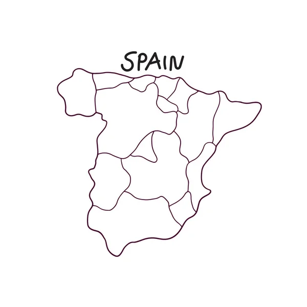 Mappa Scarabocchiata Disegnata Mano Della Spagna — Vettoriale Stock
