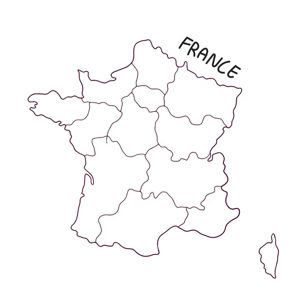 Hand Drawn Doodle Map France — Stock Vector