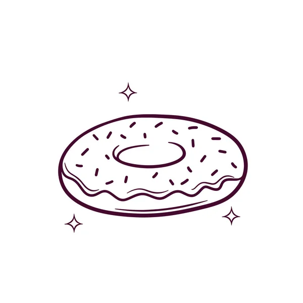 Handgetekende Donut Doodle Vector Schets Illustratie — Stockvector