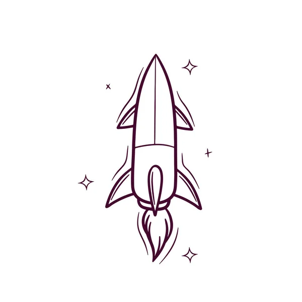 Rocket Disegnato Mano Illustrazione Schizzo Vettoriale Doodle — Vettoriale Stock