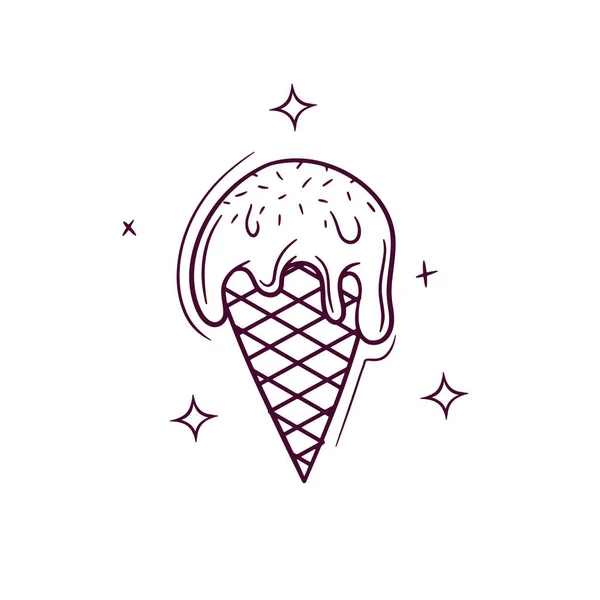 Crème Glacée Fondue Dessinée Main Illustration Croquis Vectoriels Doodle — Image vectorielle