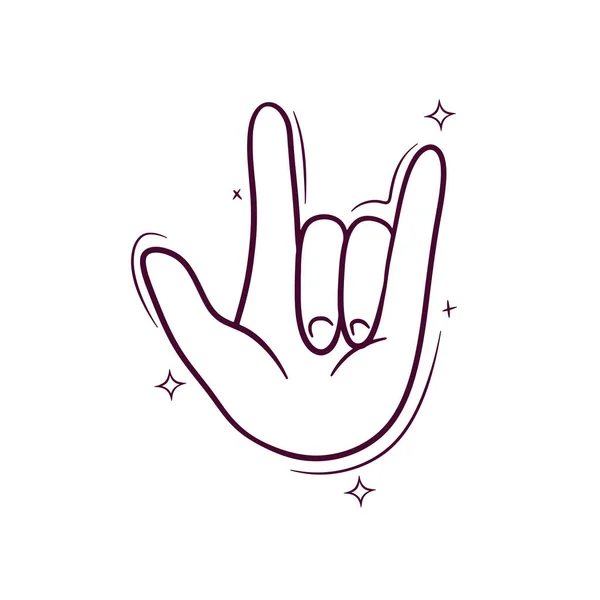 Hand Drawn Rock Gesture Doodle Vector Skiss Illustration — Stock vektor