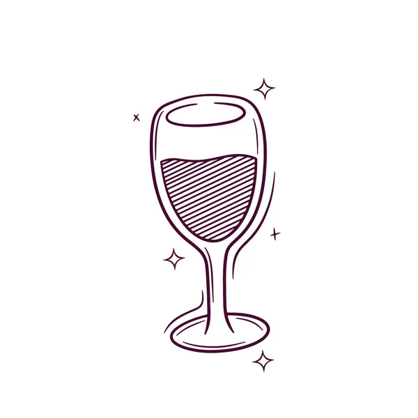 Handgezeichnetes Weinglas Vorhanden Doodle Vector Sketch Illustration — Stockvektor