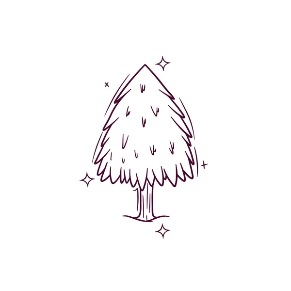 Дерево Намальованої Сосни Doodle Векторний Ескіз Ілюстрація — стоковий вектор