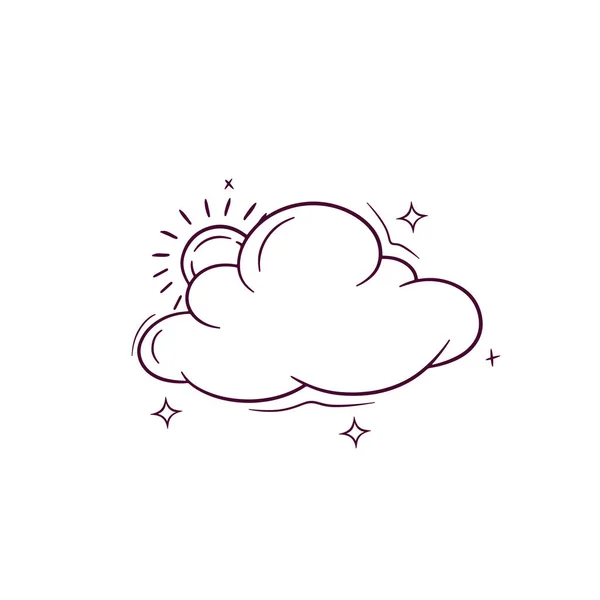 Hand Drawn Sunny Cloud Doodle Vector Sketch Illustration — Stock Vector
