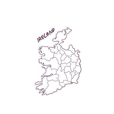 İrlanda 'nın El Çizimi Haritası. Vektör İllüstrasyonu