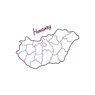 Macaristan 'ın El Çizimi Haritası. Vektör İllüstrasyonu