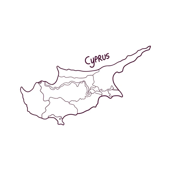 Mapa Doodle Desenhado Mão Chipre Ilustração Vetorial —  Vetores de Stock