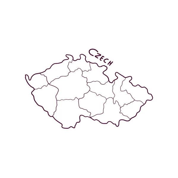 체코의 Drawn Doodle Map 사기적 — 스톡 벡터