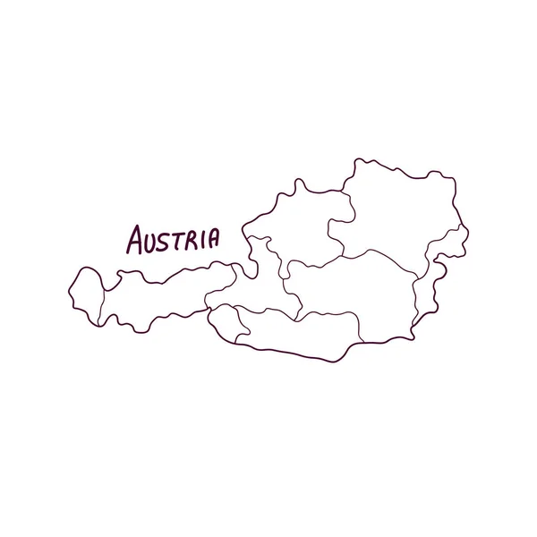 Drawn Doodle Map Austria 사기적 — 스톡 벡터