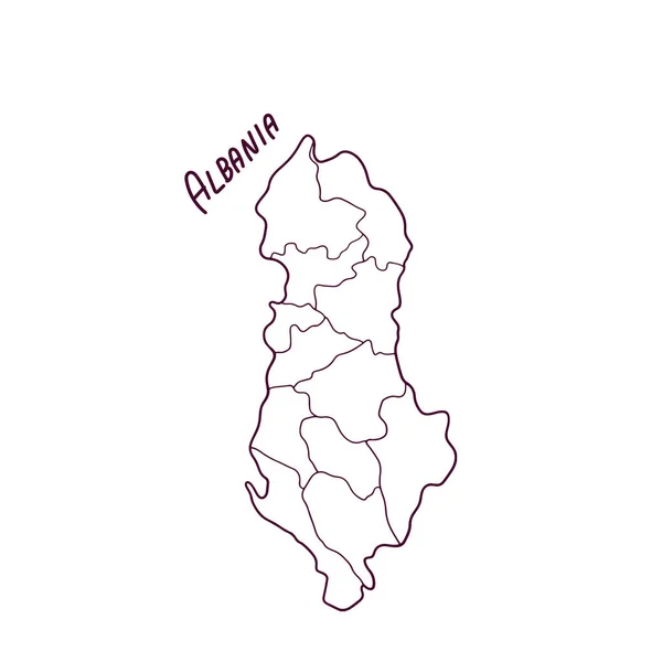 Χειροποίητος Χάρτης Της Αλβανίας Εικονογράφηση Διανύσματος — Διανυσματικό Αρχείο