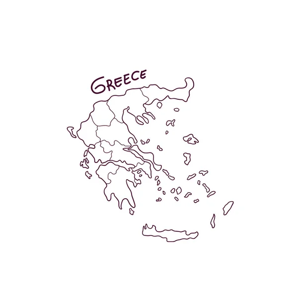 ギリシャの手描き人形地図 ベクターイラスト — ストックベクタ