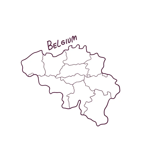 Drawn Doodle Map Belgium 사기적 — 스톡 벡터