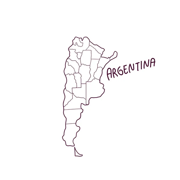 Mappa Doodle Disegnata Mano Dell Argentina Illustrazione Vettoriale — Vettoriale Stock