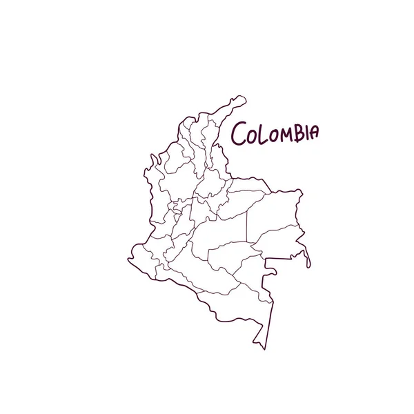 Ručně Nakreslená Mapa Kolumbie Vektorová Ilustrace — Stockový vektor