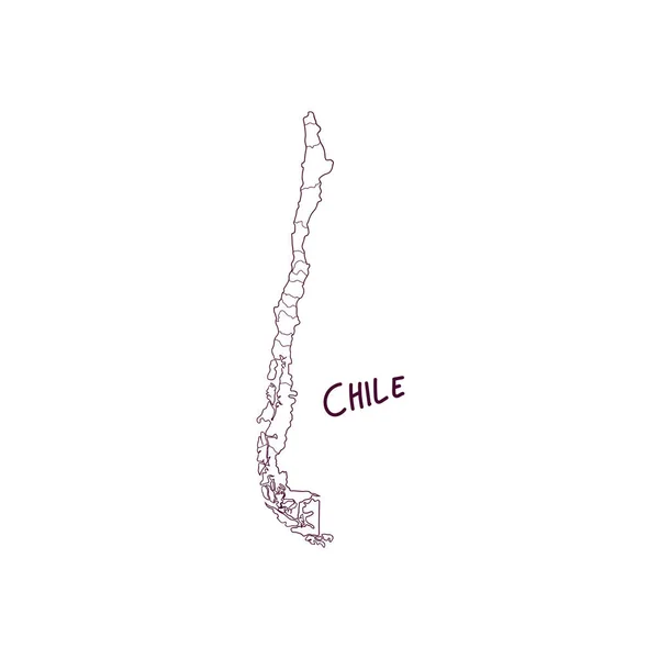 Ручной Рисунок Карты Чили Векторная Миграция — стоковый вектор