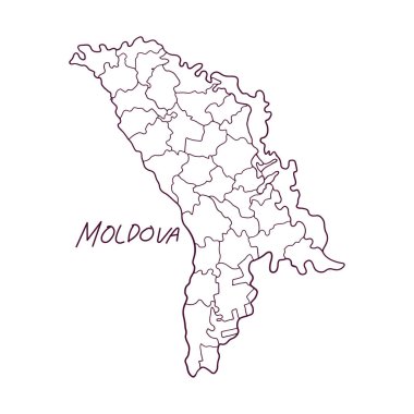 Moldova 'nın el çizimi haritası. Vektör İllüstrasyonu