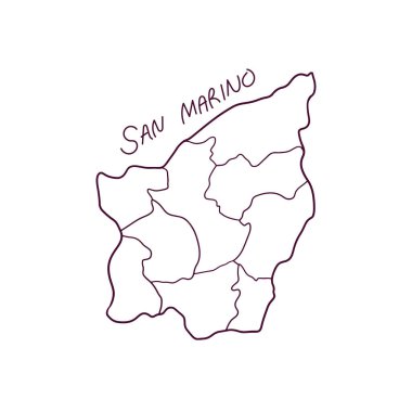 San Marino 'nun el çizimi haritası. Vektör İllüstrasyonu