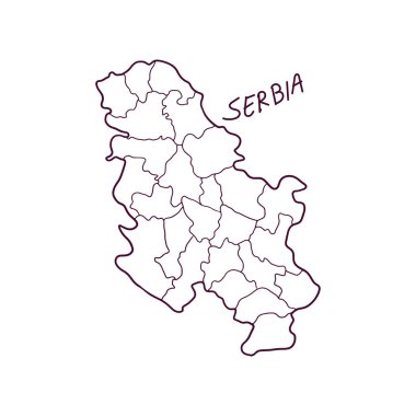 Sırbistan 'ın El Çizimi Haritası. Vektör İllüstrasyonu