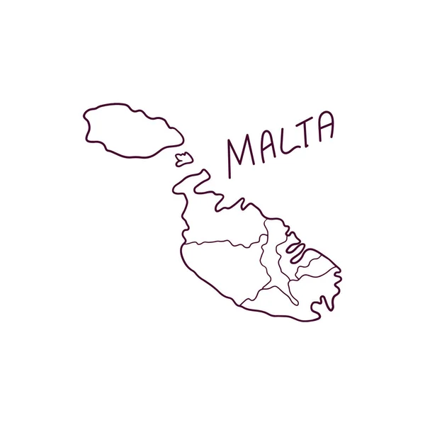 Ручной Рисунок Карты Мальты Векторная Миграция — стоковый вектор