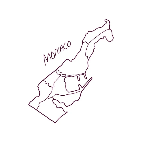 Ручной Рисунок Карты Монако Векторная Миграция — стоковый вектор