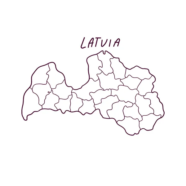 Mão Desenhado Doodle Mapa Letónia Ilustração Vetorial —  Vetores de Stock