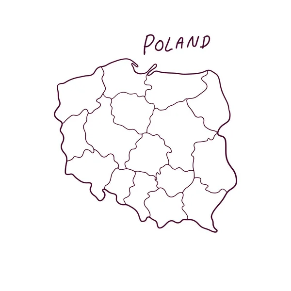 Mão Desenhado Doodle Mapa Polônia Ilustração Vetorial —  Vetores de Stock