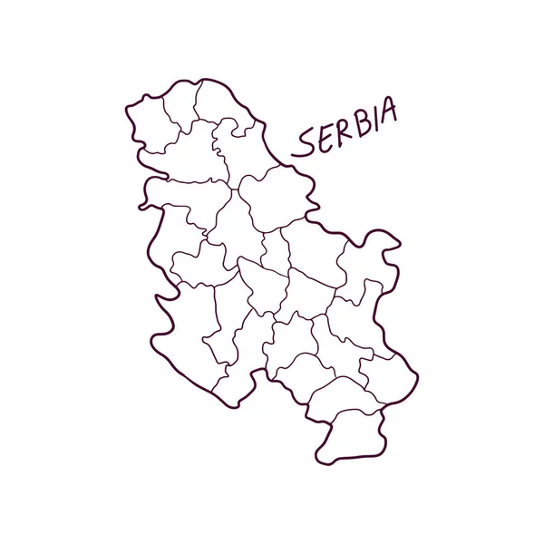 セルビアの手描き人形地図 ベクターイラスト — ストックベクタ