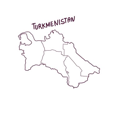 Türkmenistan 'ın El Çizimi Haritası. Vektör İllüstrasyonu