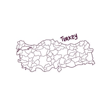 Türkiye 'nin El Çizimi Haritası. Vektör İllüstrasyonu