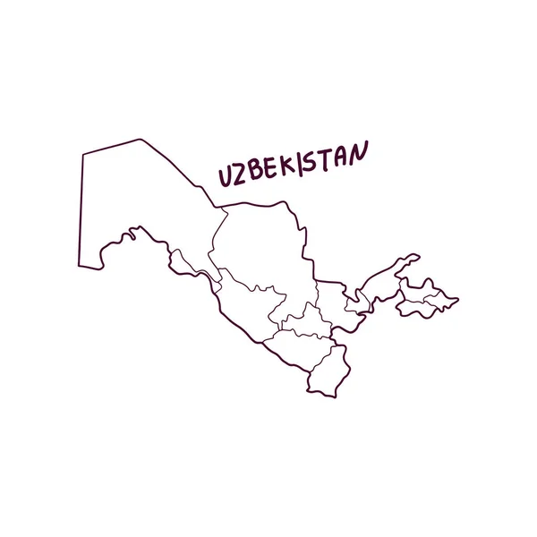 Mão Desenhado Doodle Mapa Uzbequistão Ilustração Vetorial —  Vetores de Stock