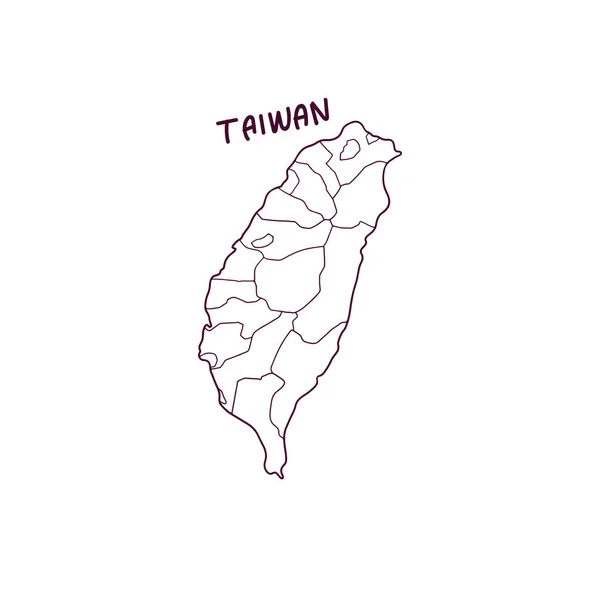 Рука Намальована Doodle Карта Тайваню Векторна Ілюстрація — стоковий вектор