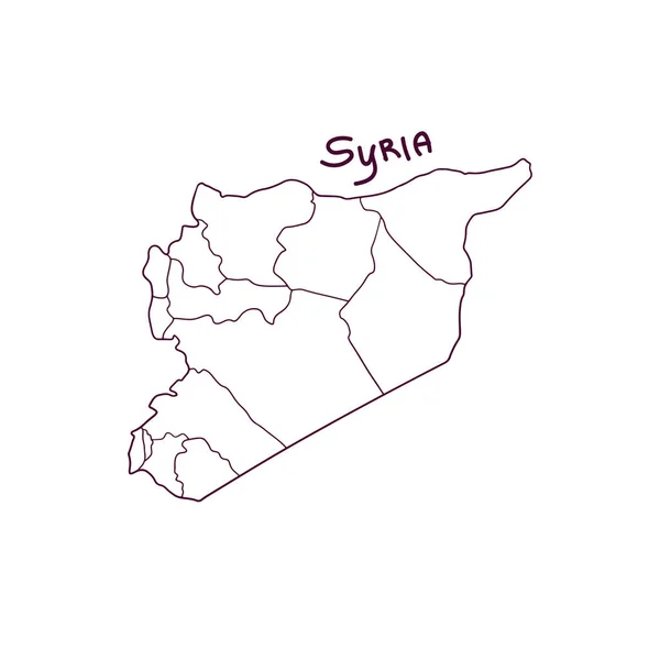 Hand Drawn Doodle Map Syria Inglés Ilustración Vectorial — Vector de stock