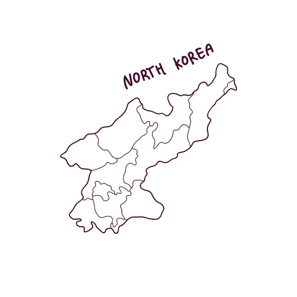 Hand Drawn Doodle Map North Korea Vector Illustration — Stock Vector