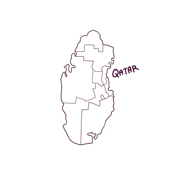 Drawn Doodle Map Qatar 사기적 — 스톡 벡터