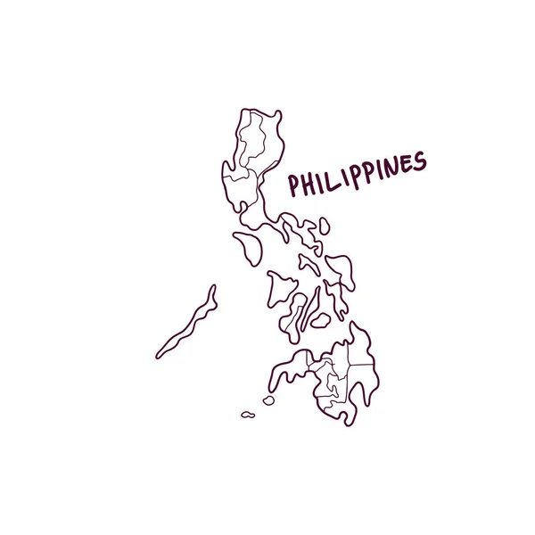 フィリピンの手描き人形地図 ベクターイラスト — ストックベクタ