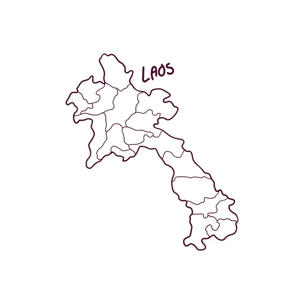 Рука Намальована Додл Карта Лаосу Векторна Ілюстрація — стоковий вектор