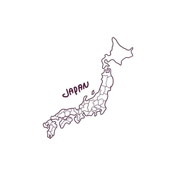 Ручная Рисованная Карта Японии Векторная Миграция — стоковый вектор