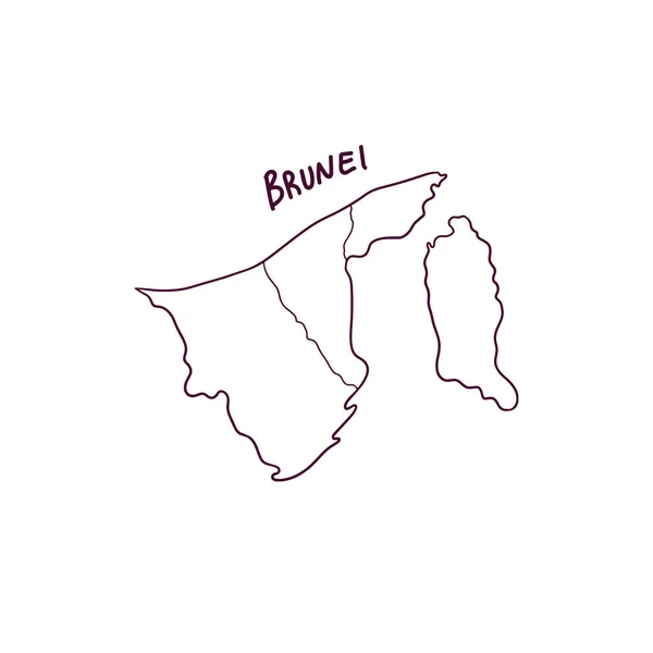 Handritad Doodle Karta Över Brunei Vektor Illustration — Stock vektor