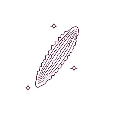 El çizimi Bitterkabağı. Doodle Vektör Çizim Çizimi