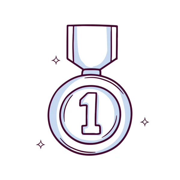 Ícone Medalha Desenhada Mão Medalha Vencedora Desenho Doodle Ilustração Vetorial —  Vetores de Stock